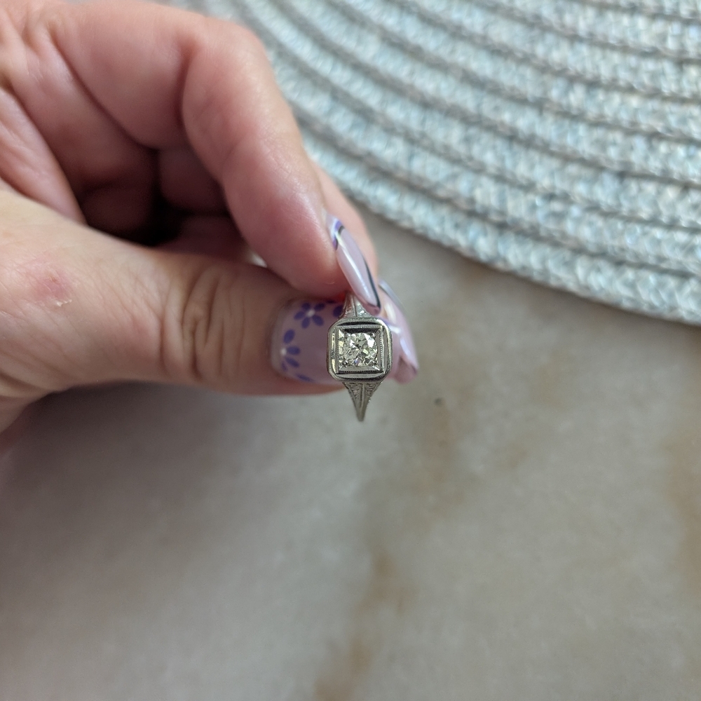 Antique 18k Diamond Engagement Ring Size 6